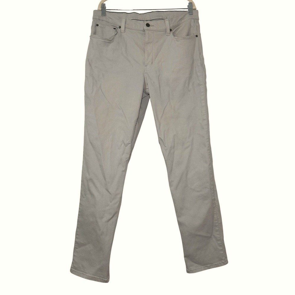 LL Bean 1912 Quality Denim Mens 36x32 Tan Khaki Coolmax Stretch Straight Jeans
